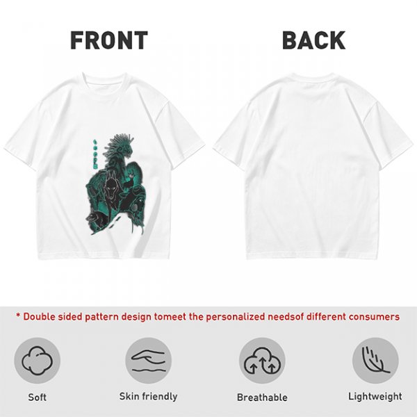 Olive T-shirt with Dark Fantasy Spirit Creature Graphic
