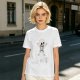 Olive green t-shirt with cute cartoon skeleton graphic