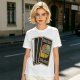 Olive T-Shirt with Retro Uno Wild Draw Four Card Graphic
