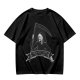 Olive Grim Reaper Graphic T-Shirt With Sooner Than You Think Text