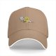 Black baseball cap with cartoon burning character and worried companion graphic