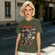 Olive t-shirt with detective cat 'Paws on the Case' graphic