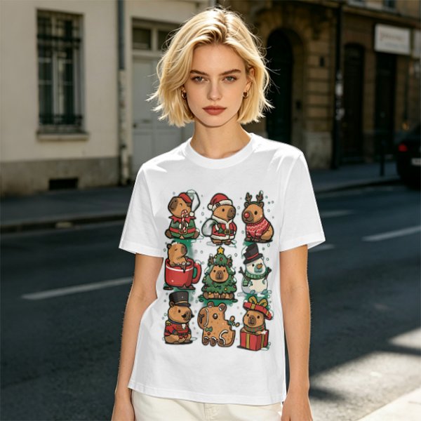 Christmas Capybara Characters Graphic T-Shirt