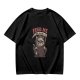 Olive T-shirt with Grim Reaper Cat 'Feed Me Or Else' Print
