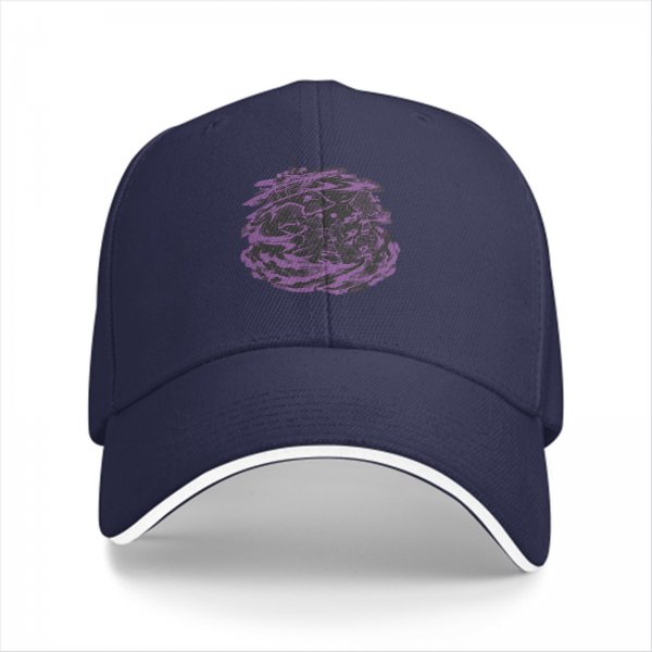 Black Baseball Cap With Purple Abstract Swirl Graphic Design