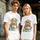 Olive T-shirt with a startled alien washing hands graphic