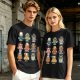 Olive T-Shirt With Cute Animal Teacup Character Print