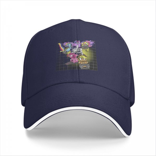 Black Baseball Cap with Robot Pony Mashup Graphic Print