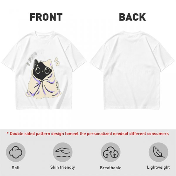 Olive T-shirt with Cute Black Cat Wrapped in Blanket Graphic