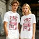 Olive T-Shirt with Strawberry Milk Carton Cat Shop Graphic