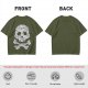 Olive T-shirt with Detailed Skull and Crossbones Graphic