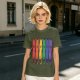 Olive T-Shirt With Rainbow Pride Cats Graphic