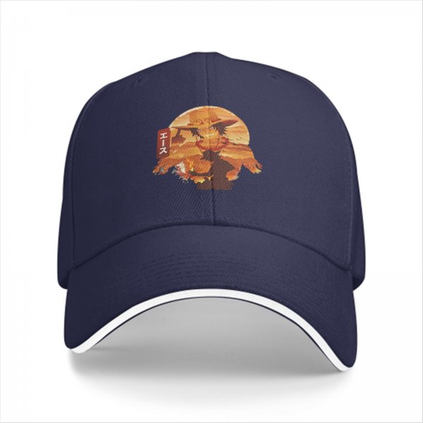 Black Baseball Cap with Anime Character Sunset Graphic