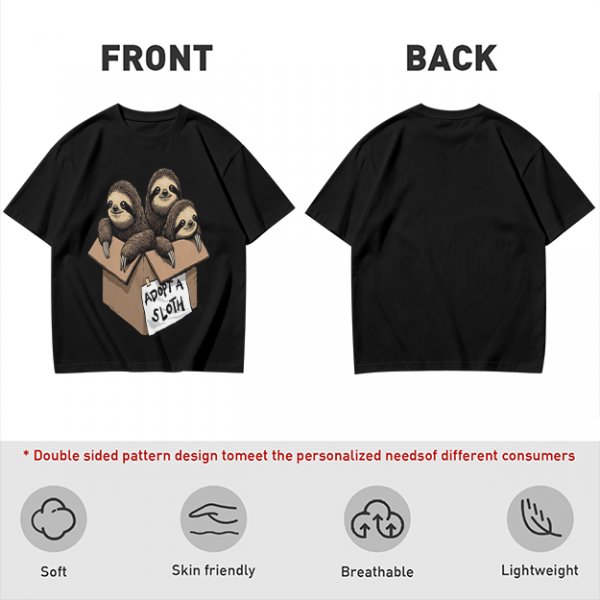 Adopt a Sloth T-Shirt with Three Cute Sloths in a Box