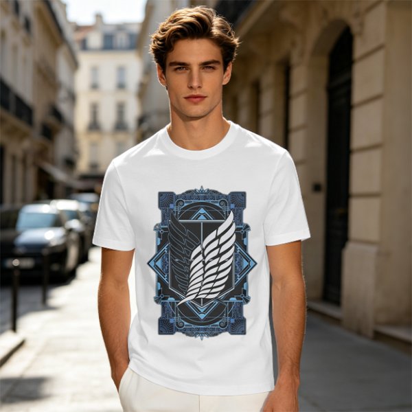 Olive T-Shirt With Attack on Titan Survey Corps Wings Print