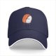 Black Baseball Cap With Cute Salmon Sushi Character Print