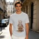 Olive t-shirt with cute Baphomet coffee magic print