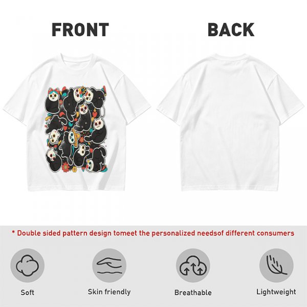 Olive T-Shirt With Day Of The Dead Cat Skull Graphic Print