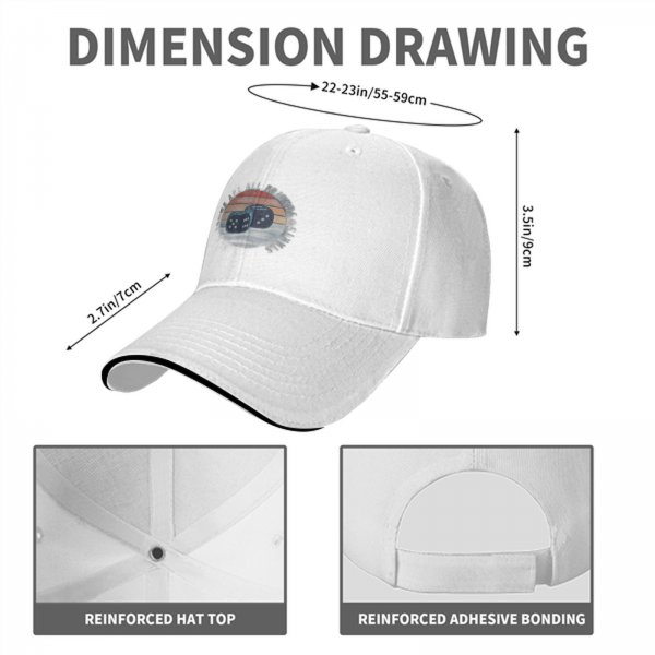 Black baseball cap with retro sunset and dice graphic