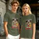 Olive t-shirt with creepy Teletubbies 'Always Say Bye-bye' print