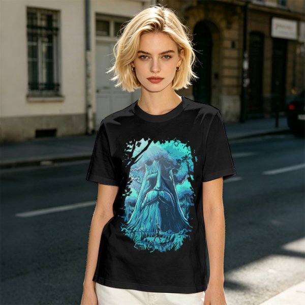 Olive Green T-Shirt With Mystical Ancient Tree Face Print