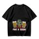 Olive green Christmas beer graphic t-shirt with 'FOR A BEER!' text