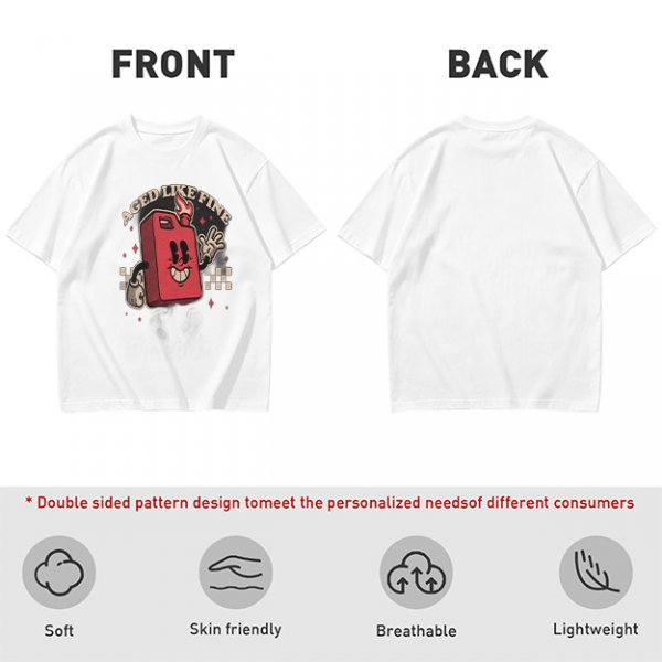 Olive T-Shirt with Retro Cartoon Gas Can 'Aged Like Fine' Print