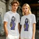 Olive T-Shirt With Cute Grim Reaper Holding Wilted Potted Plant Print