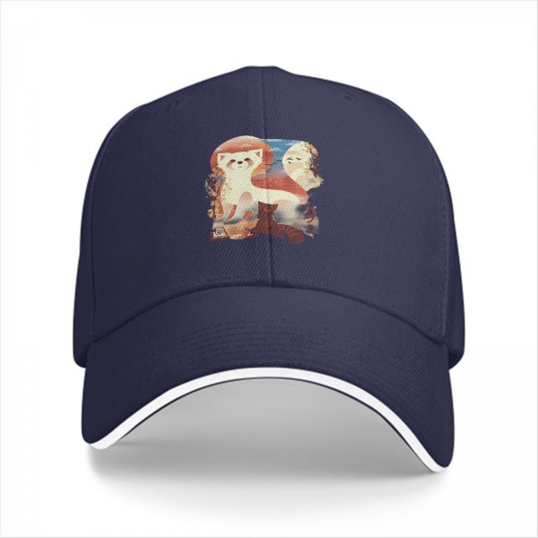 Black Baseball Cap With Red Panda Art Print