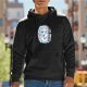 Black hoodie with whimsical floral dragon graphic print