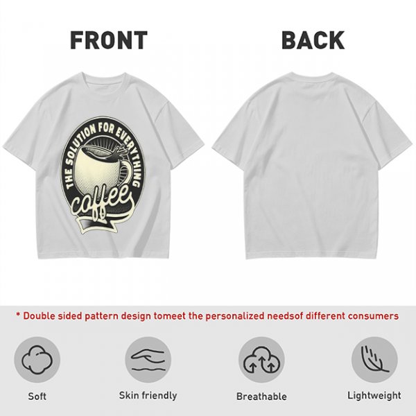 Olive t-shirt with coffee themed 'the solution for everything' print