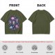 Olive T-shirt with Chibi Fantasy Characters and Whimsical Art Print