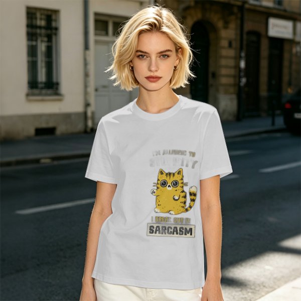 Olive Graphic T-Shirt With Sarcasm Cat Print