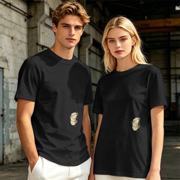 Olive Green Oversized T-Shirt With Stacked Teacup Graphic