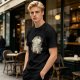 Olive green graphic t-shirt with good friends donut and coffee print