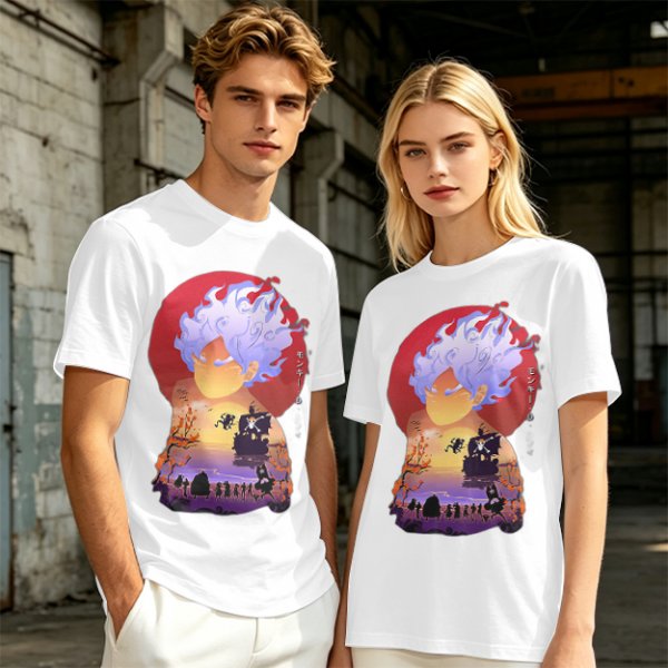 Anime Gear 5 Character Graphic T-Shirt With Sunset Scene