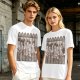 Olive Green T-Shirt with Cartoon Medieval Tavern Scene Print