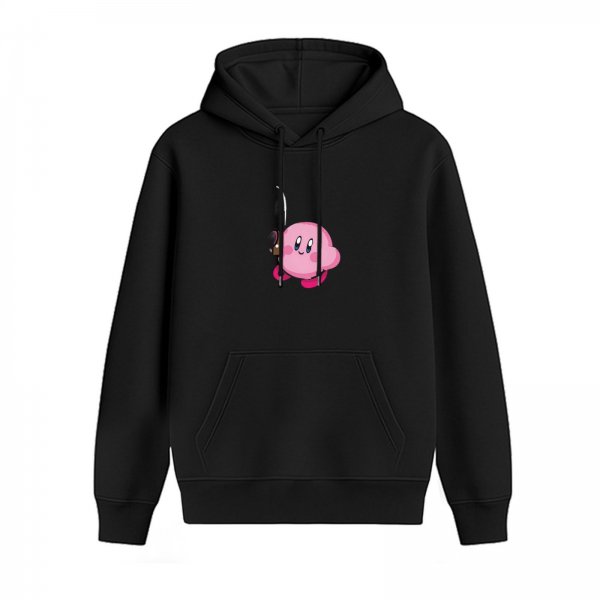 Black hoodie with cute pink Kirby graphic print