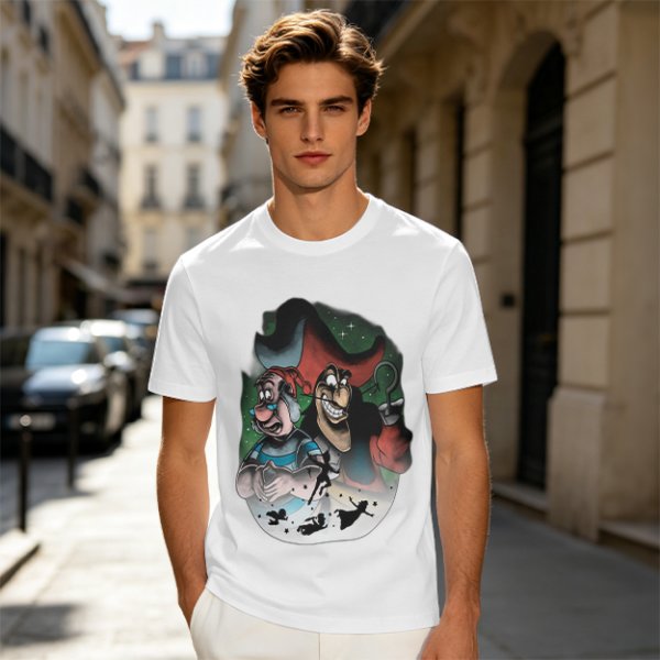 Olive T-Shirt Featuring Captain Hook and Mr. Smee from Peter Pan