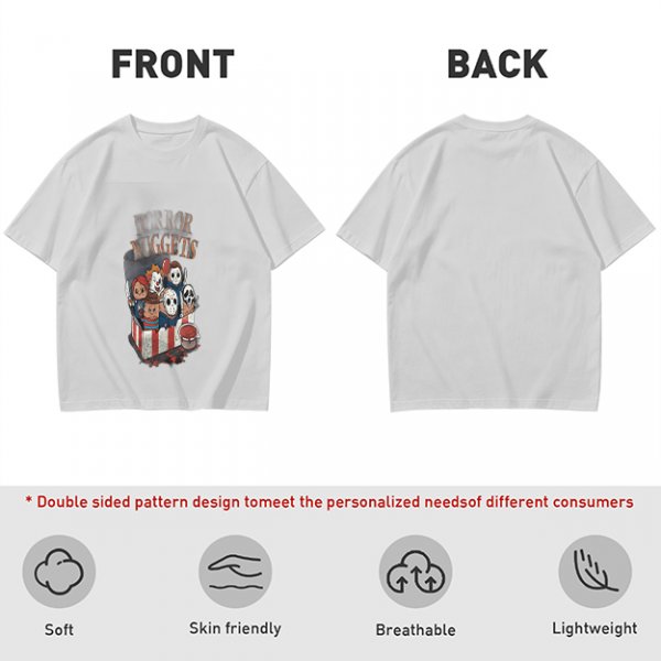 Olive T-Shirt With Horror Movie Character Nuggets Graphic Print
