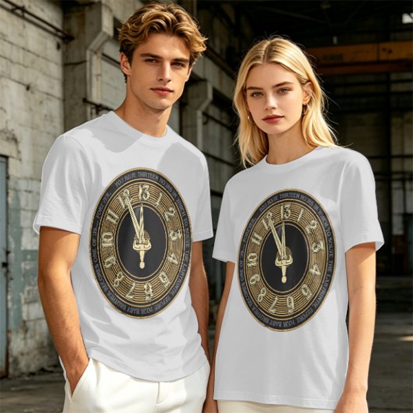 Olive T-Shirt With Thirteen Hour Clock Design