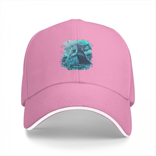 Black Baseball Cap With Turquoise Ancient Wise Man Face Art Print