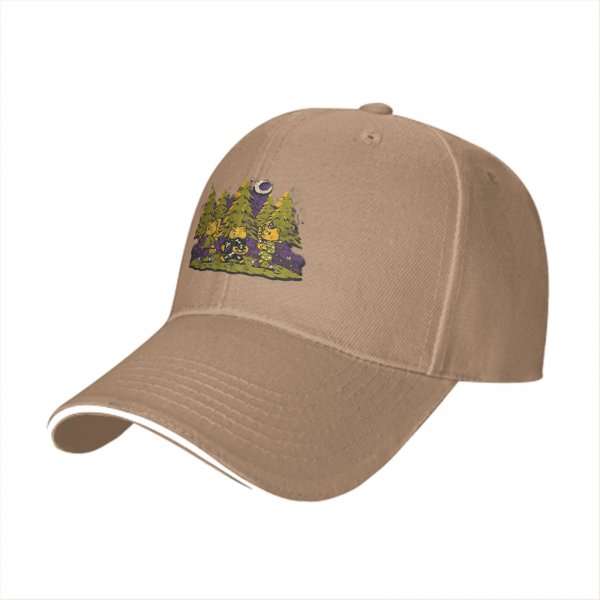 Black Baseball Cap with Halloween Forest Cat Trick-or-Treat Art