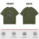 Olive T-shirt with UFO Alien and Disco Dancing Cats Print