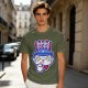 Olive T-Shirt With Patriotic Cat 'I Want You Right Meow' Print