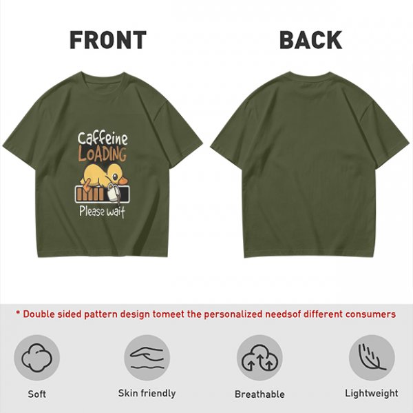 Caffeine Loading Duck Graphic T-Shirt for Coffee Lovers