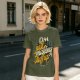 Olive T-Shirt With 'DM Just Making Stuff Up As We Go' Print