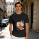 Olive T-Shirt With Cute Cat Ramen Bowl Graphic Print