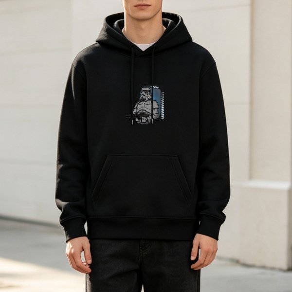 Black Hoodie With Star Wars Stormtrooper Graphic Print