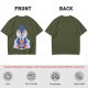 Olive T-shirt with Cute Penguin Drinking Boba Tea Print